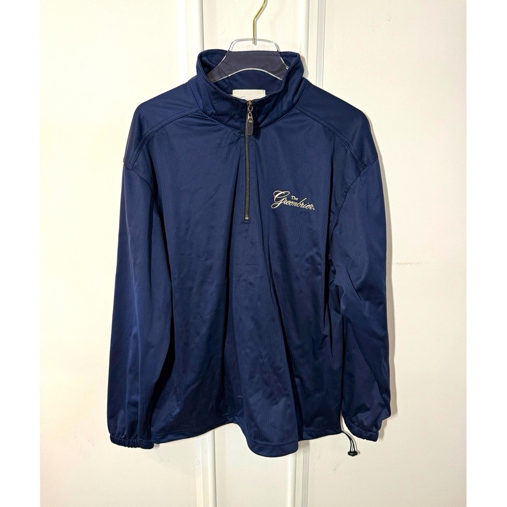 The Greenbrier Collection Jacket Mens M Navy Blue 1/4 Zip Golf Resort Pullover